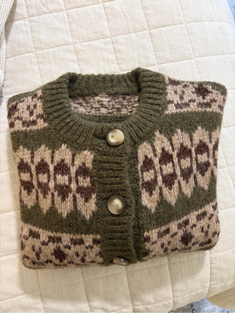 Sezane x Baziszt Thomas cardigan jumper sweater size Large olive green beige - Picture 4 of 9